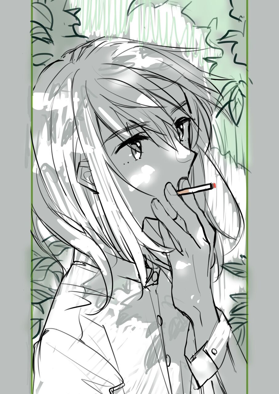 木陰でタバコを吸う江神さん