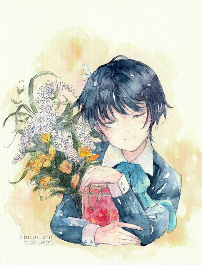 トラノオの花を抱える黒蜜糖