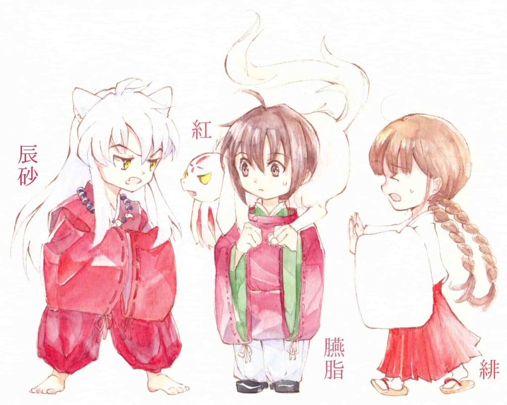 辰砂、臙脂、緋色を使ったイラスト