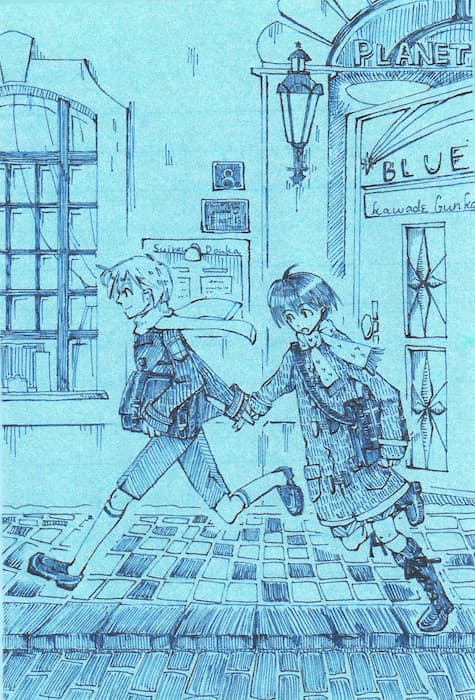 街を走っていく水蓮と銅貨