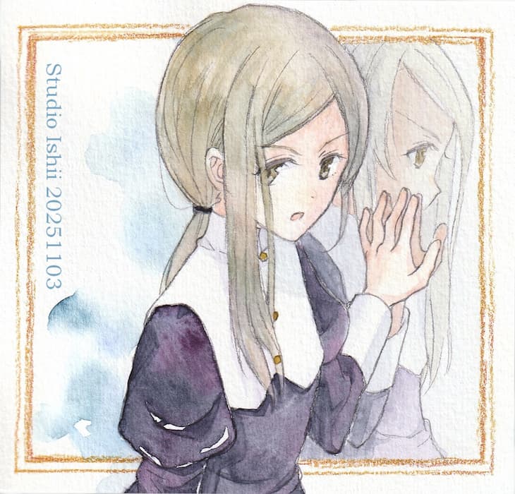 鏡の前に立つシオン